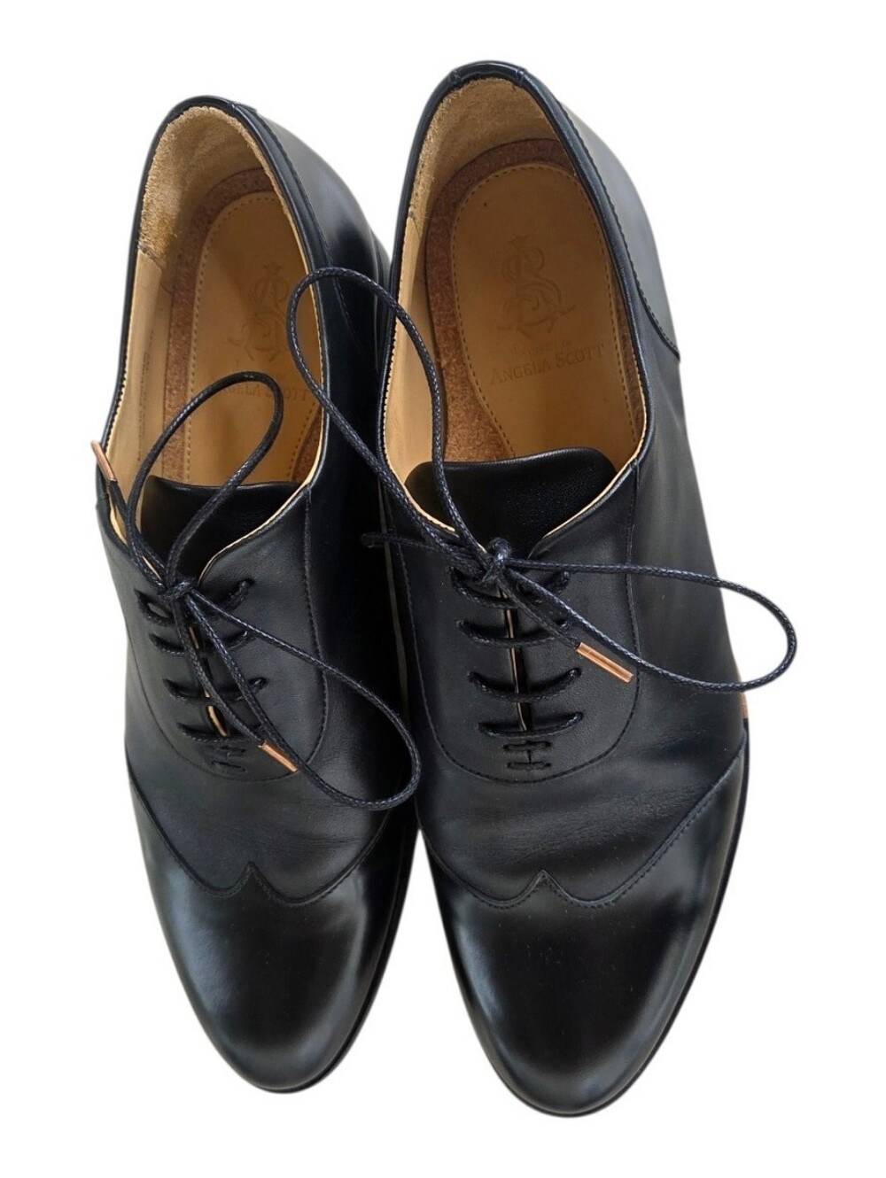Office of Angela Scott Mr. Evans Black Wingtip Oxford Shoes EU 39 (8.5-9) - Picture 3 of 10